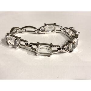 Vintage 1990’s Swarovski Prong Set Emerald Cut Crystals Bracelet